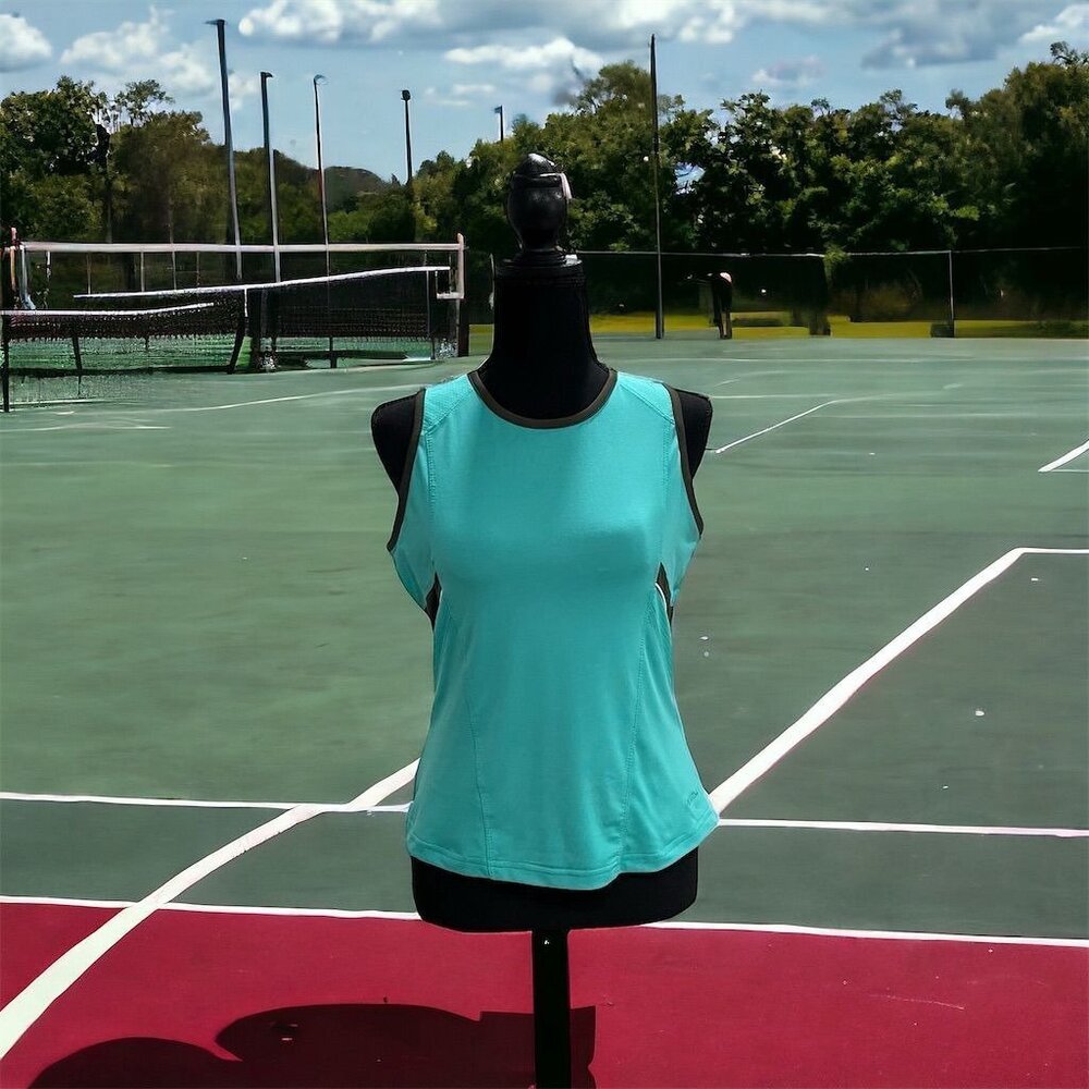 Bolle Women's Blue Sleeveless Tank Top S Athletic Tennis Mesh Moisture-Wicking